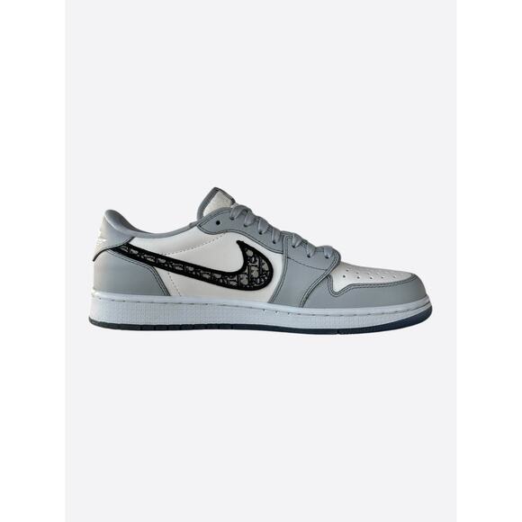 Dior Air Jordan Grey & White Oblique Low Top Sneakers - Picture 5 of 8